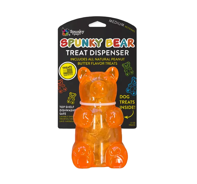 SPUNKY Pup Spunky Bear Treat Dispenser: Interactive Dog Toy for Endless Fun & Training