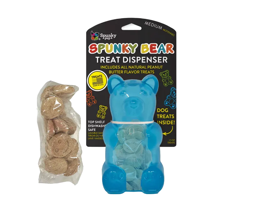 SPUNKY Pup Spunky Bear Treat Dispenser: Interactive Dog Toy for Endless Fun & Training
