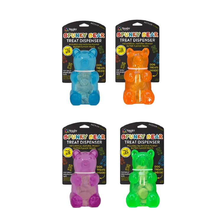 SPUNKY Pup Spunky Bear Treat Dispenser: Interactive Dog Toy for Endless Fun & Training