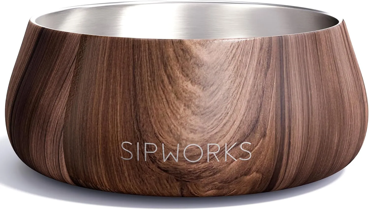 Stainless Steel Dog Bowl  32oz Weighted Metal Food and Water Bowls for Dogs and Cats with Non-Slip Base - Pet Bowls for All Breeds Sizes for Travel & Outdoor Play - Mahogany