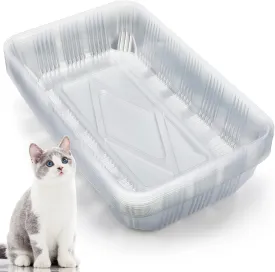 Tessco for you 30 Pack Disposable Plastic Litter Boxes for Cats Disposable Cat Litter Tray for Small Pets Kitten Travel, 16.7 x 10.5 x 3.4 Inches(Clear)