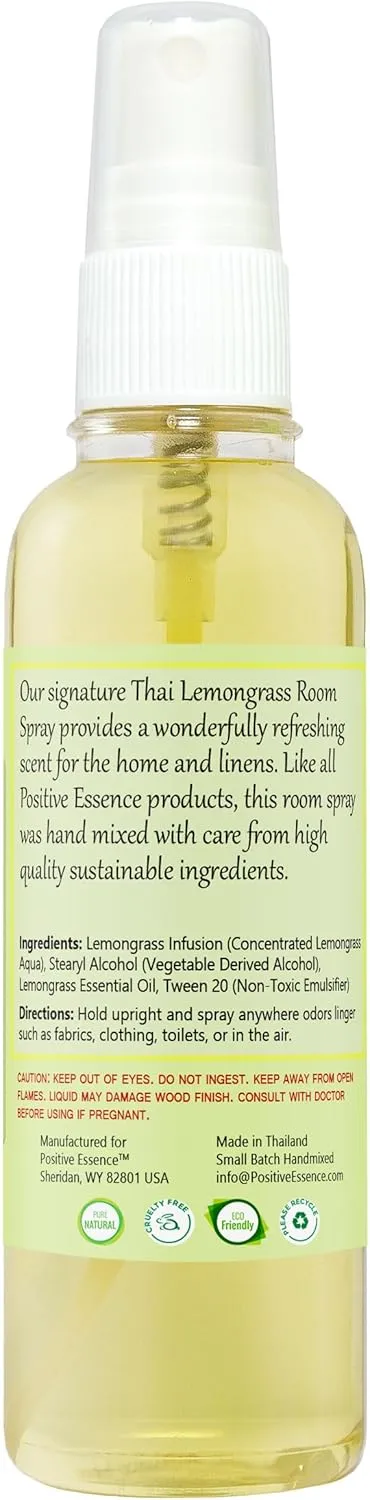 Thai Lemongrass Linen and Room Spray, Natural Air Freshener Made with Pure Lemongrass Essential Oil, Bathroom Air Freshener or Calming Pillow Spray