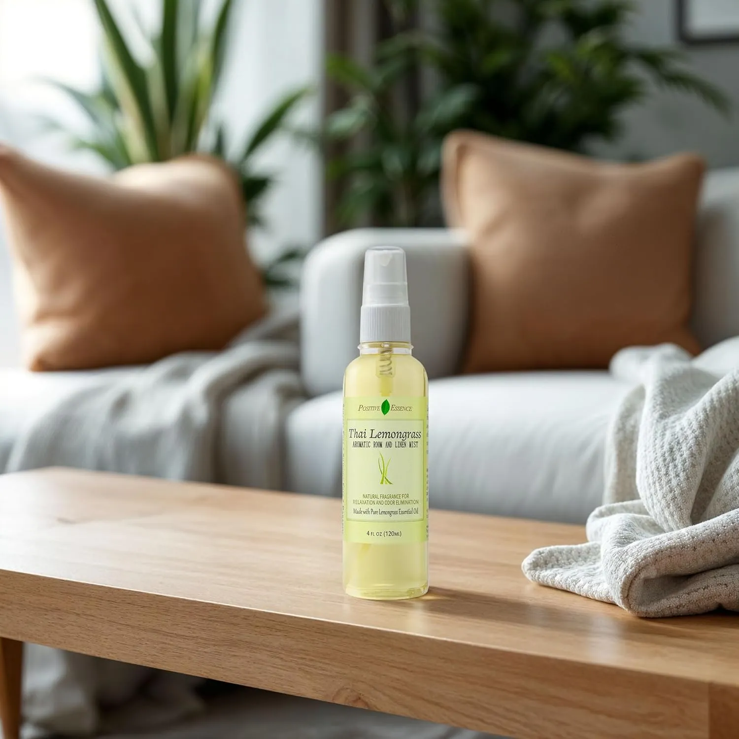 Thai Lemongrass Linen and Room Spray, Natural Air Freshener Made with Pure Lemongrass Essential Oil, Bathroom Air Freshener or Calming Pillow Spray