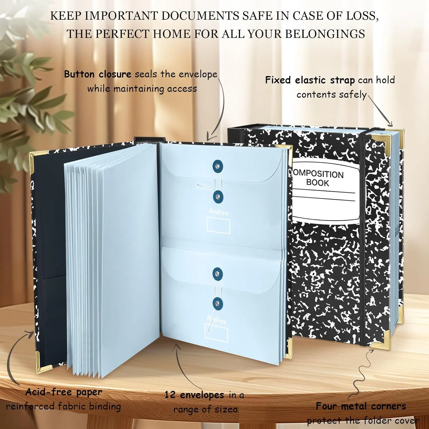 The Important Document Organizer Expanding Storage Folder Incl, Emergency Binder, Birth Certificates, Social Security Cards, Passports, Photos, and Letters.