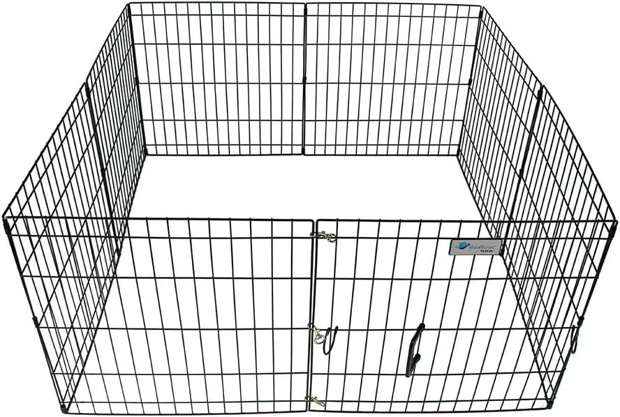 ValuPlanet Epoxy Folding Dog Exercise Pen, 30-Inch, Black