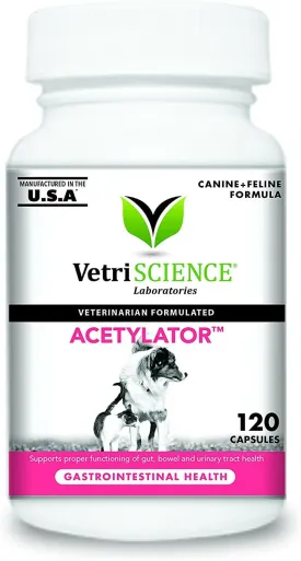 VetriScience Acetylator Digestive Supplement for Cats & Dogs (120 caps)