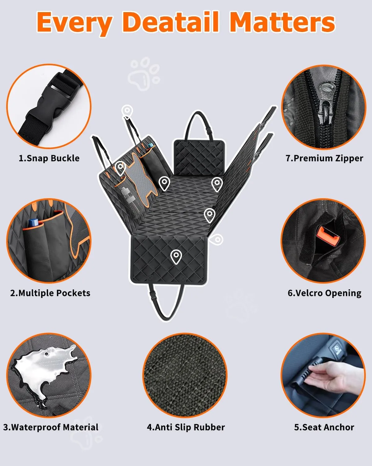 XL Back Seat Extender for Dogs, 400lbs Hard Bottom Car Seat Cover for Dogs, Expand 65% Large Space, Waterproof & Nonslip Backseat Pet Seat Protector Cover,Dog Hammock for Car/SUV/Small Truck