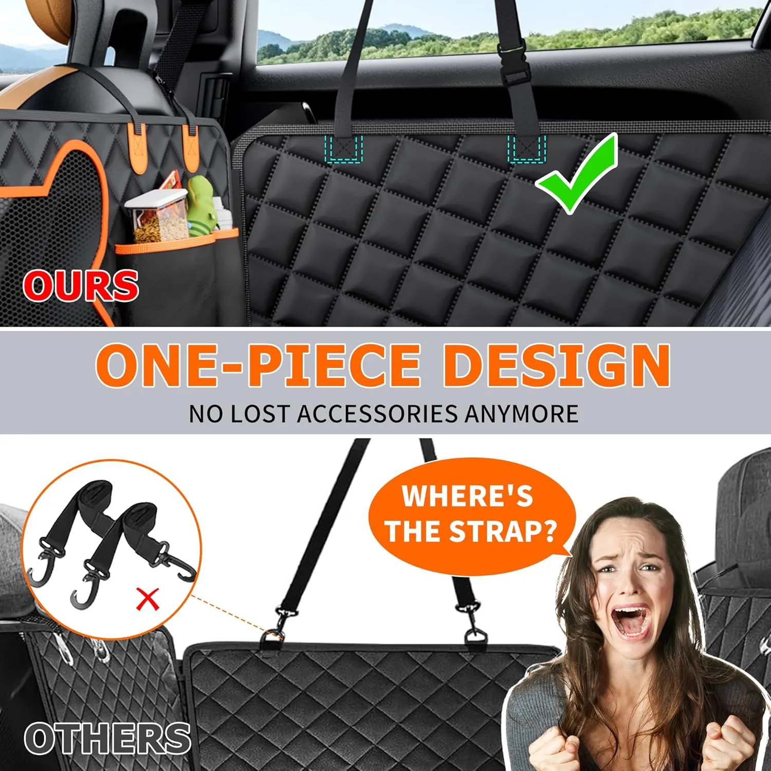 XL Back Seat Extender for Dogs, 400lbs Hard Bottom Car Seat Cover for Dogs, Expand 65% Large Space, Waterproof & Nonslip Backseat Pet Seat Protector Cover,Dog Hammock for Car/SUV/Small Truck
