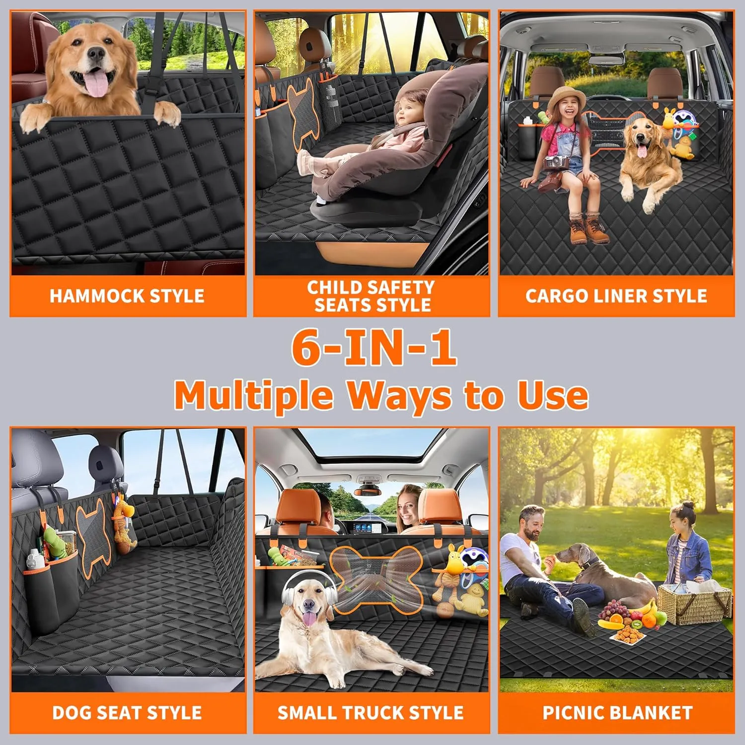 XL Back Seat Extender for Dogs, 400lbs Hard Bottom Car Seat Cover for Dogs, Expand 65% Large Space, Waterproof & Nonslip Backseat Pet Seat Protector Cover,Dog Hammock for Car/SUV/Small Truck
